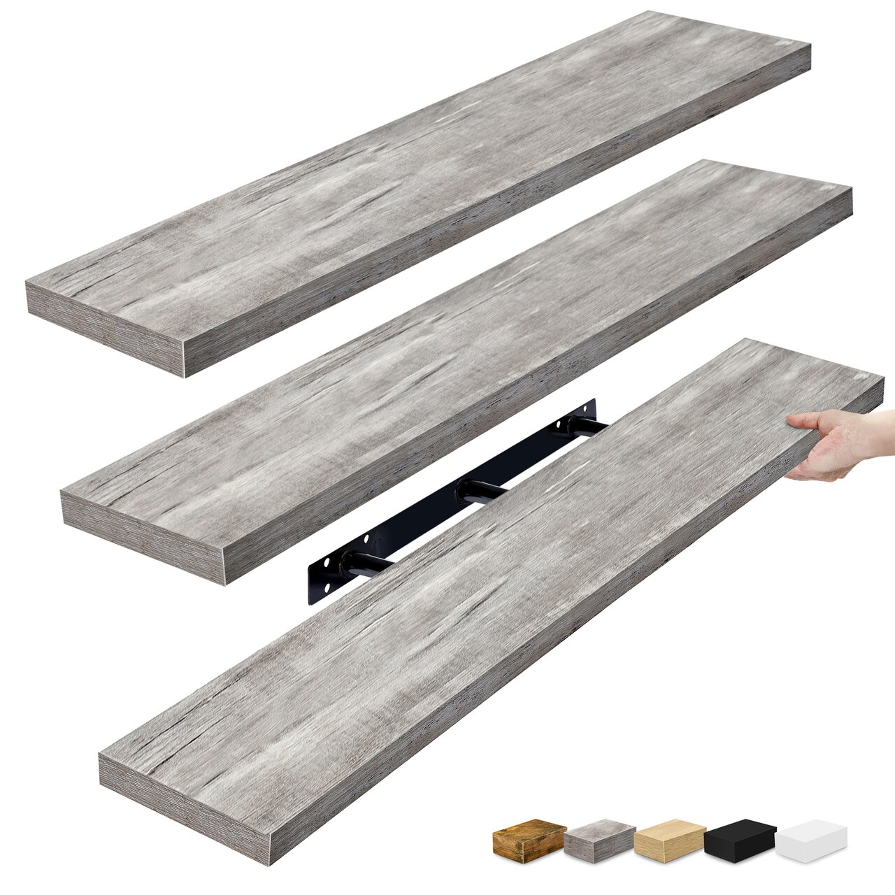 Sorbus 3 Pack Extra Long Floating Shelves for Wall, Large Floating Shelves for Bedroom, Kitchen, Living Room, Bathroom Shelves, Farmhouse Home Decor - 47 x 9.25 Inch Wall Mounted Floating Shelves for Wall